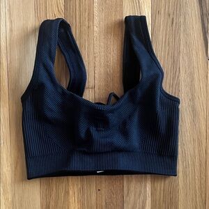 Black Ribbed Fabletics Sports Bra